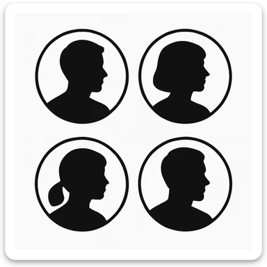 Make the same monochrome default avatars on a white background and change the direction they are facing.
Right now, they are facing 4 o'clock. They need to face 8 o'clock. sticker