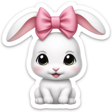 Baby bunny with coquette bow on ear sticker