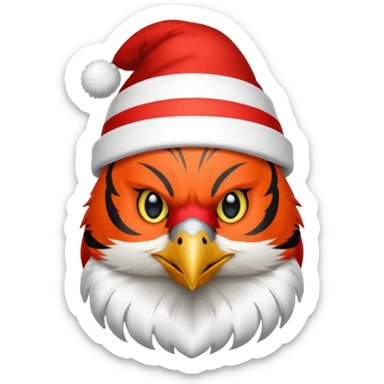 Cardinal bird wearing a stocking cap that has Bengals on it sticker