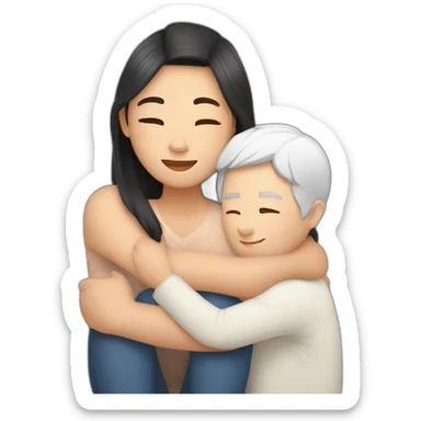 asian woman and white men cuddles virtually sticker