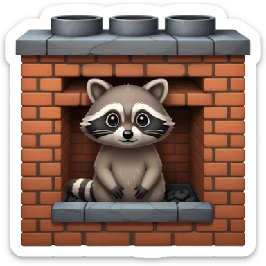 Raccoon in a chimney sticker