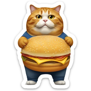 Very fat cat eating McDonald’s  sticker