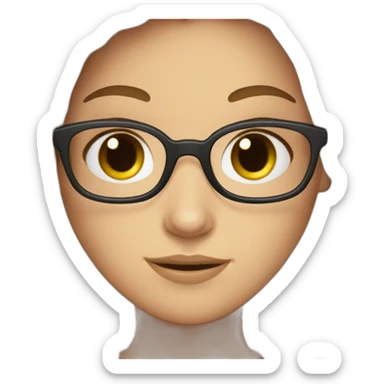 White girl with long brown hair and glasses sticker