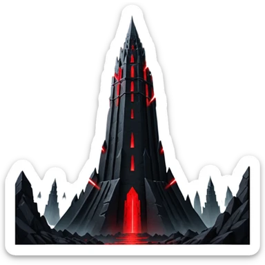 Barad Dúr from Lord of the Rings, Dark, giant Tower, with red laser beams shooting into the sky sticker