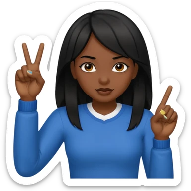 A girl flipping two middle fingers with black hair and darkskin sticker