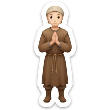medieval peasant standing and praying full body sticker