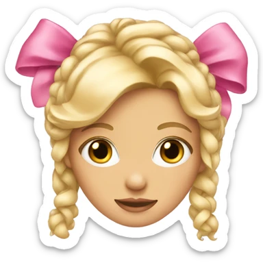 blonde girl with pink bows in her hair sticker