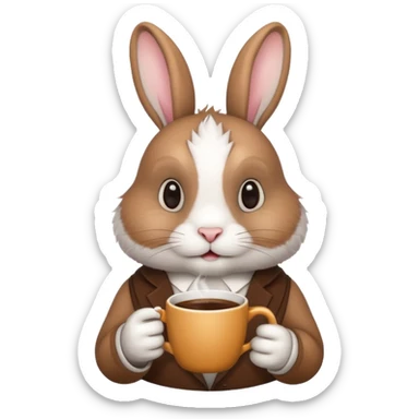 rabbit with coffee sticker