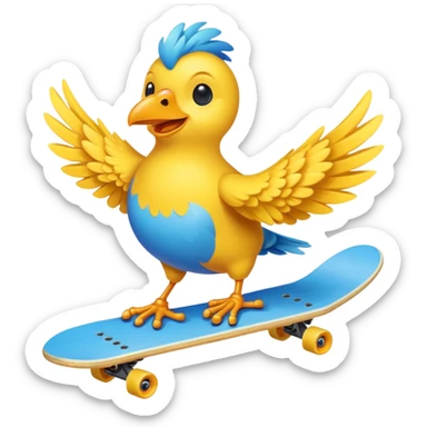 skateboarding bird sticker