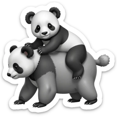 one Small Panda riding one big koala’s back sticker