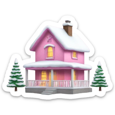 pink christmas house sticker