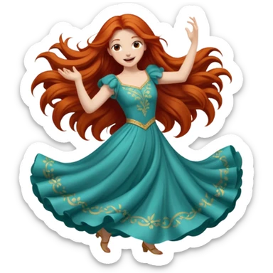 Excited long haired redhead dancing sticker