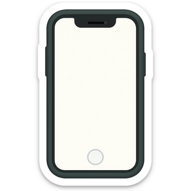 Create an image of a white iPhone with a dark green case, screen facing forward, in a modern minimalist style inspired by emoji style. The design should be clean and simple, focusing on the iPhone and case without any emojis or extra decorations. sticker
