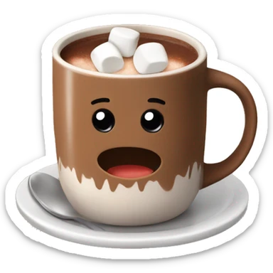 Brown mug with hot chocolate inside it and marshmallows on top  sticker