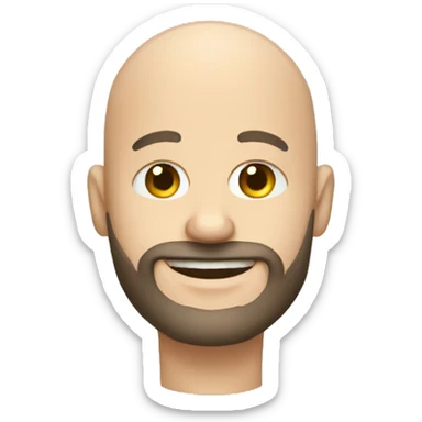 bald man with beard, raising hand sticker