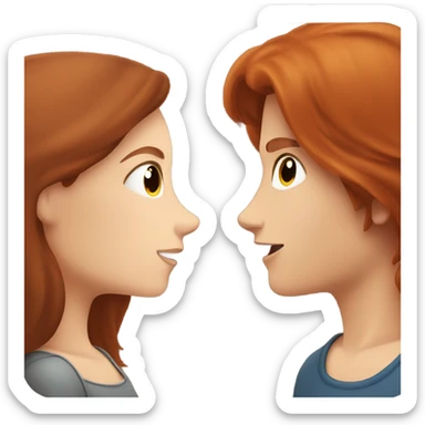 Redhead girl kissing brunette boy  sticker