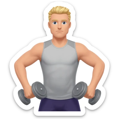 working out blonde man sticker