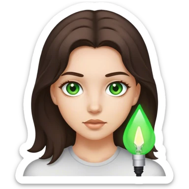 Brunette watt hair girl with green eyes sticker