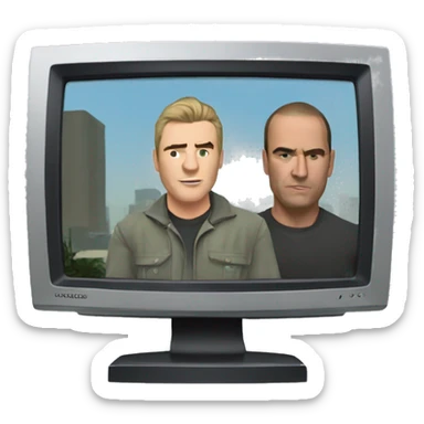 monitor with gta videogame playing sticker