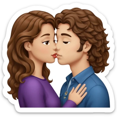 Un colocho besándose con una ondulada  sticker