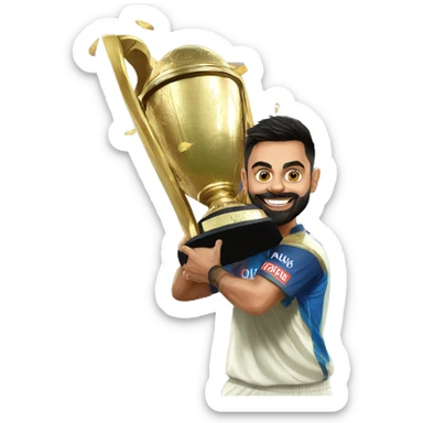 Virat kohli with ipl trophy sticker