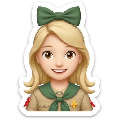 scout girl with bow on hair sticker