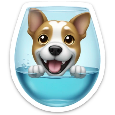 Glass of water with a dog in it sticker