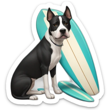 surfboard and black-white amstaff sticker