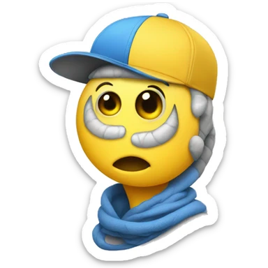 a yellow worm with blue eyes, gray cap drawn in the style of a sketchbook sticker