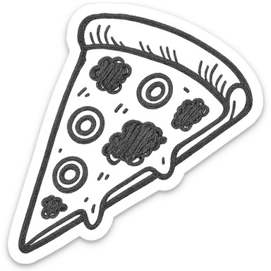 pesto pizza slice, hand drawn style, sketchy lines, artistic sticker