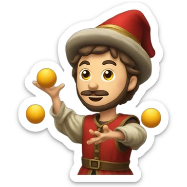 medieval juggler juggling 4 balls over them sticker
