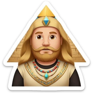 fat male blond reddish long hair agent with three-day-beard in egypt with pyramid. sticker