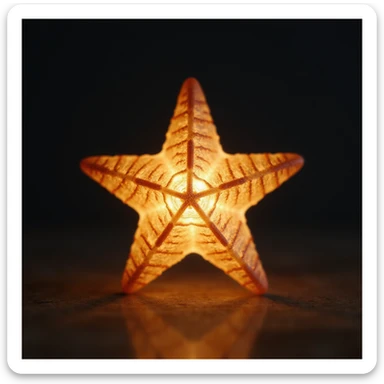 a small realistic star, photorealistic style, detailed lighting and texture, glowing effect, natural colors, small size, high detail, soft glow, miniature sticker