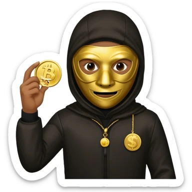 Robber emoji holding a 💰 wearing a mask that is made of robber suit without showing his hand the 💰 need to be in the left without is showing hands sticker