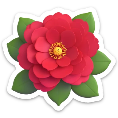 minimalist red camellia with just five layered petals sticker