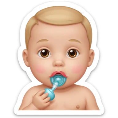 baby with pacifier in mouth sticker