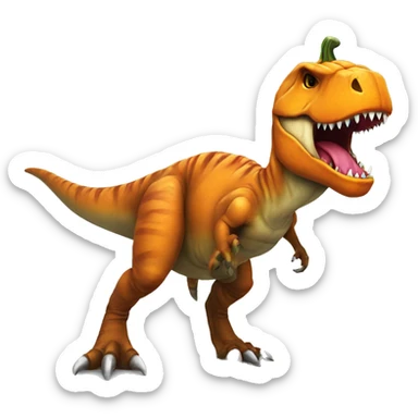 T-rex with pumpkin halloween costume sticker