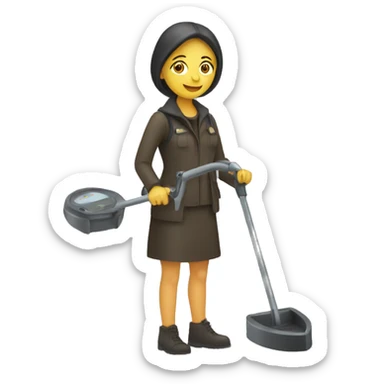 woman using a metal detector  sticker