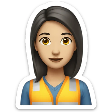 woman, civil engineer, dark hair, dark eyes, light skin, straight hair, blue and yellow colors sticker