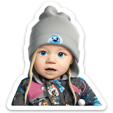 girl in beanie with blue eyes sticker