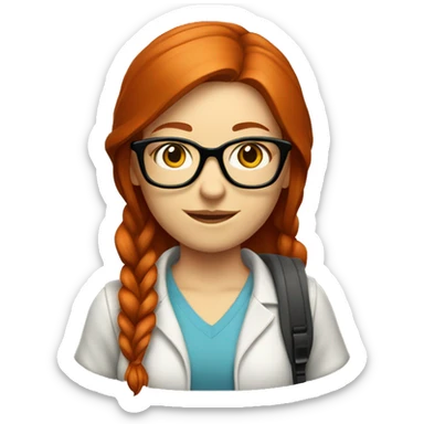 Redhead girl Nerd with glasses and computer sticker