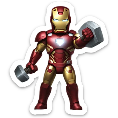 iron man with a thor hammer sticker