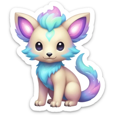Cute cool colorful pastel nebula fantasy animal hybrid Fakemon full body  sticker