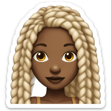 Brown skin black girl with blonde ish black box braids  sticker