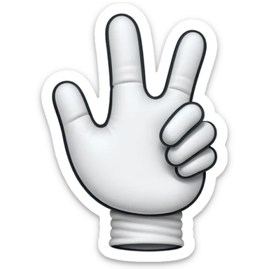 white cartoon glove hand emoji inspired by Mickey Mouse, simple, rounded sticker