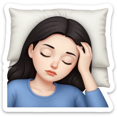 white woman dark hair tired sleepy  sticker