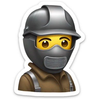 Dirty welder with welding mask sticker