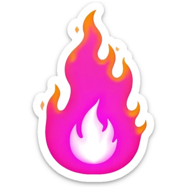 outline pink neon fire sticker