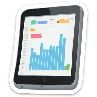 tablet with data charts sticker