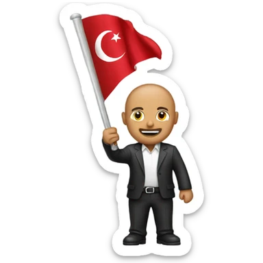 a man hold a turkish flag sticker